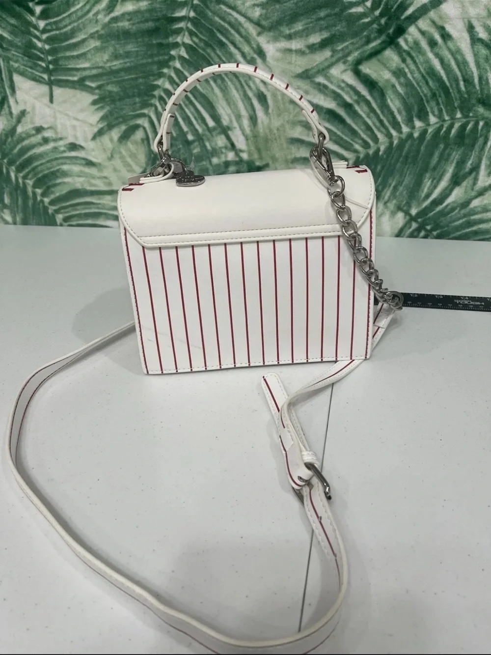Betsey Johnson White & Red Baseball XOX Crossbody Satchel